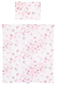 Set de lenjerie de pat pentru mini cărucior Chipolino - Fluturi, alb