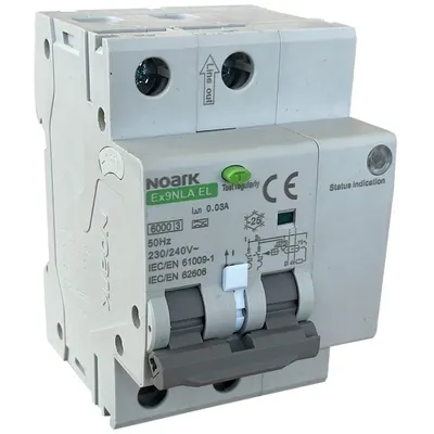 Dispozitiv de detectare a defectelor de arc electric AFDD+RCBO, 2P, 16A, 30mA, 6kA, curba B, tip A Noark 113632