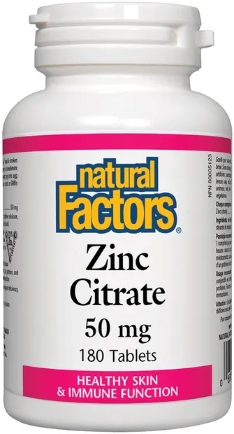Zinc Citrate, 50 mg, 180 tablete, Natural Factors