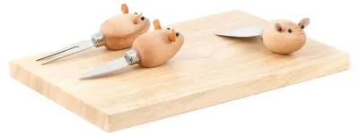 Tăietor de brânză Kikkerland - Mouse, 30 x 20 x 2 cm, cu 3 cuțite