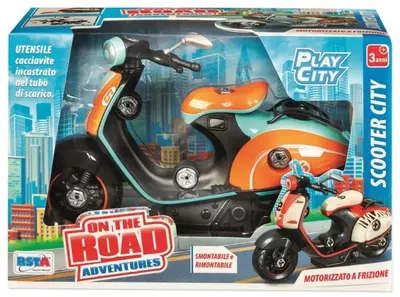 Scuter de asamblat RS Toys - Vespa, portocaliu/verde