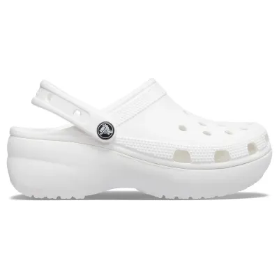 Saboți Crocs Women's Classic Platform Clog Alb - White