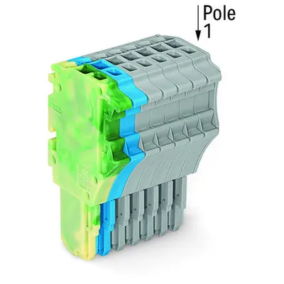 1-conductor female plug; 1.5 mm²; 8-pole; 1,50 mm²; green-yellow, blue, gray