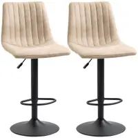 HOMCOM Set de 2 Scaune de Bar Reglabile pe Înălțime, cu Suport pentru Picioare, Oțel și Poliester, 47.5x57.5x95-116cm, Maro Deschis | Aosom Romania