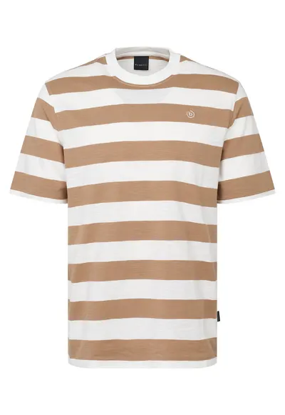 Tricou barbati - dungi - bej - bumbac