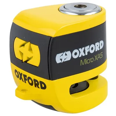 Antifurt Blocator Disc Frana Cu Alarma Moto Oxford Micro XA5 Alarm Disc Lock Otel Galben Negru LK213