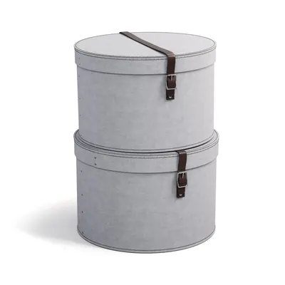 Cutii de depozitare gri-deschis 2 buc. din carton cu capac ø 37,5x25,5 cm Rut Canvas Paper Laminate – Bigso