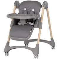 Scaun de masa pentru copii Chipolino Candy Shop Charcoal cu spatar reglabil in 3 pozitii, inaltime reglabila, 4 roti