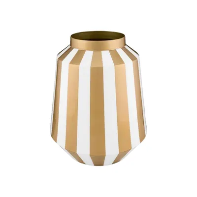 Vaza decorativă, din metal, Pip Studio, Stripes White Gold, 24x29 cm, colecția Royal Dot Delight