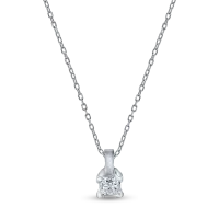 Lant cu pandantiv din aur alb cu diamant princess solitaire de 0.1ct