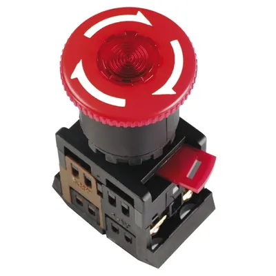 Control buton ANE22 Mushroom fixed positions red d22mm neon /240V 1c+1r
