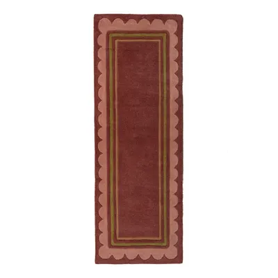 Covor tip traversă burgundy țesut manual din lână 80x230 cm Lois – Flair Rugs