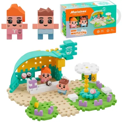 Mini constructor de vafe Marioinex - Centru oras, cafenea, 80 de piese