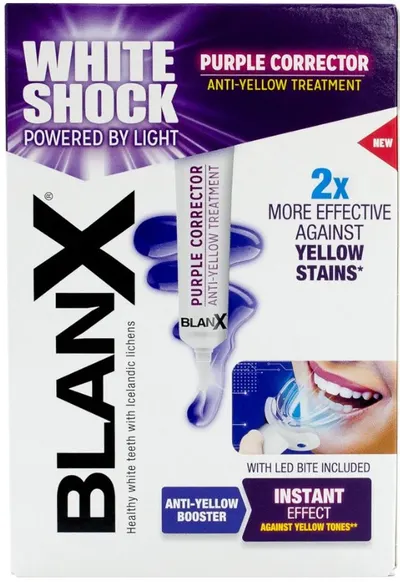 BlanX Sistem de albire a dinților White Shock Purple Corrector LED Treatment, 2 piese
