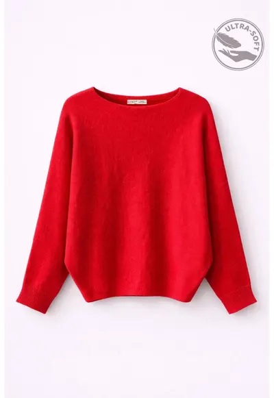 Pulover dama - tricotat oversized - rosu