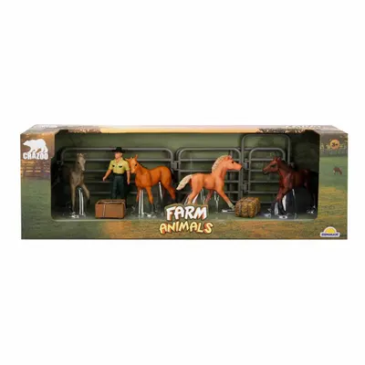 Set figurine, Crazoo, Animale de la ferma, Cal gri