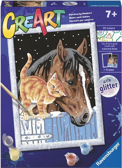 Set de pictat după numere Ravensburger CreArt - Prieteni în zăpadă