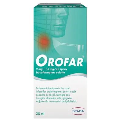 Orofar spray bucofaringian 2 + 1,5 mg/ml, Stada | 30 ml