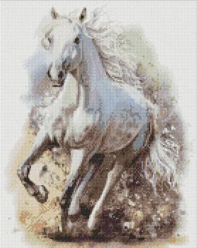 Goblen cu diamante Ideyka - Cal alb, 40 х 50 cm