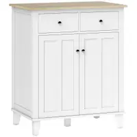 HOMCOM Bufet de bucătărie mobilier de depozitare pentru dormitor, salon birou cu 2 uși 2 sertare 76 x 48 x 91 cm alb | Aosom Romania