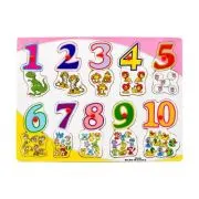 Puzzle lemn educativ - Invata cifre si animale, 3+ ani, Colorarte, DX585