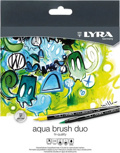 Set de markere acuarelă cu două capete Lyra Aqua Brush - 24 culori