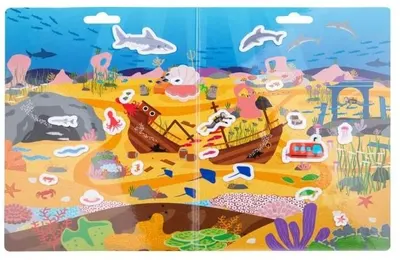 Carte cu abțibilduri Bigjigs - Water Adventures, reutilizabilă