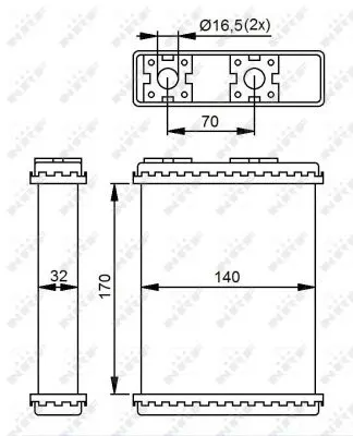 Schimbator caldura incalzire habitaclu (140x170x32) FORD MAVERICK; MITSUBISHI COLT IV, LANCER IV, LANCER V, SPACE, SPACE RUNNER; NISSAN SERENA, VANETTE CARGO 1.3-2.7D intre 1991-2004