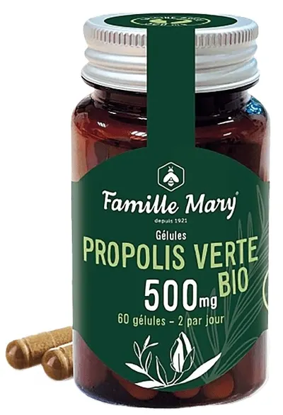 Propolis verde organic, 500 mg, 60 capsule, Famille Mary