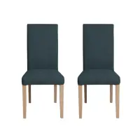 Set 2 scaune living TEO, picioare lemn natur, stofa albastru, 46x60x98 cm