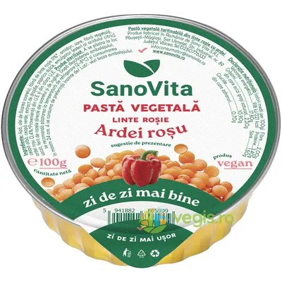 Pasta Vegetala Tartinabila din Linte Rosie cu Ardei si Ceapa 100g