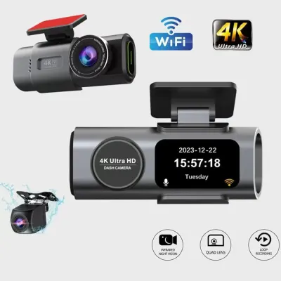 Camera auto duala 4K + 1080P cu WiFi, GPS, viziune nocturna si monitorizare parcare