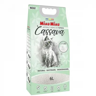 Asternut igienic pentru pisici Miau Miau Cassava 6 L 2,5 kg
