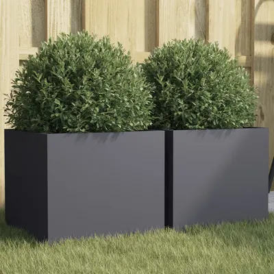 vidaXL Jardiniere, 2 buc., antracit, 32x30x29 cm, oțel