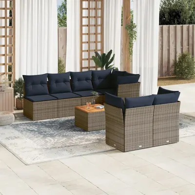 Gossi set canapele de gradina cu perne, 8 piese, gri, poliratan