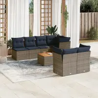Gossi set canapele de gradina cu perne, 8 piese, gri, poliratan