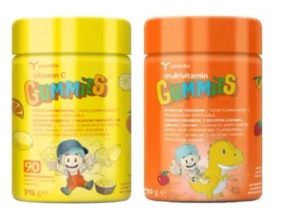 Jeleuri cu vitamina C pentru imunitate copii si adulti, 90 bucati + Jeleuri cu 11 vitamine + iod pentru copii 3 ani+