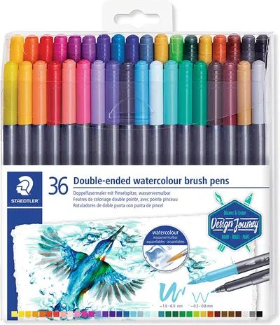 Carioci acuarele Staedtler - 36 de culori, cu doua varfuri