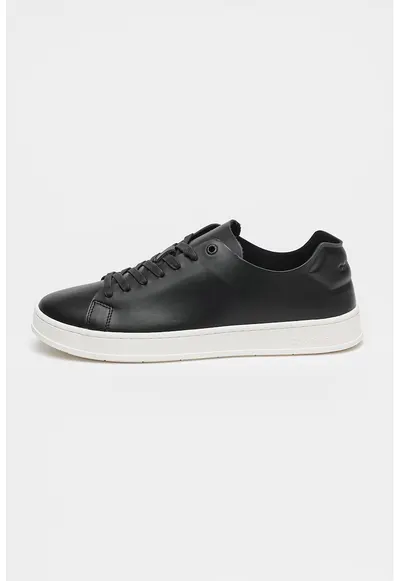 Pantofi sport de piele cu logo discret - Negru