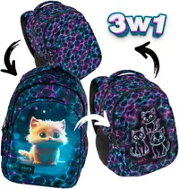 Ghiozdan școlar BackUp 8 D - Neon Waves, cu 3 compartimente