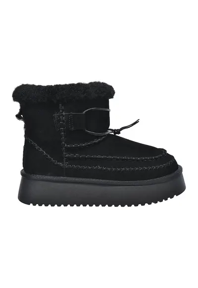 Ghete slip-on de piele intoarsa - Negru