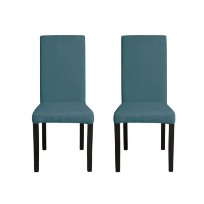 Set 2 scaune living TEO, picioare lemn wenge, stofa turcoaz, 46x60x98 cm