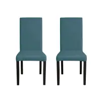 Set 2 scaune living TEO, picioare lemn wenge, stofa turcoaz, 46x60x98 cm