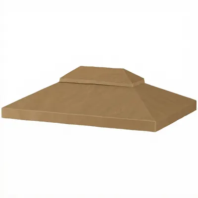 Outsunny Prelată de schimb pentru pavilion 4 x 3 m, acoperiș dublu cu orificii de scurgere, poliester 370 g/m², beige | Aosom Romania