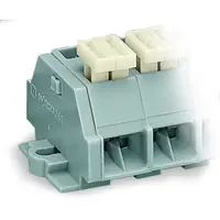 4-conductor terminal strip; 11-pole; on one side with push-buttons; with fixing flanges; for screw or similar mounting types; Fixing hole 3.2 mm Ø; 2.5 mm²; CAGE CLAMP®; 2,50 mm²; gray