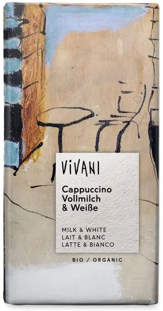 Ciocolată cu lapte organică cu cappuccino, 100 g, Vivani
