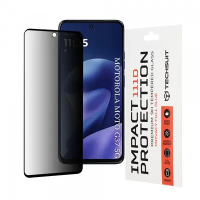 Folie de protectie Ecran Privacy Techsuit pentru Motorola Moto G47 / G37 Power / G37, Sticla Securizata, Full Glue, 111D
