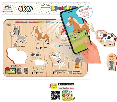 Puzzle educațional vorbitor Jagu - Ferma, 8 piese