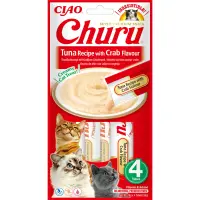 INABA Churu, Ton și Crab, plic, tub recompense fără cereale pisici, (piure), 56g