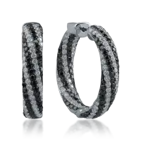 Cercei din aur alb cu diamante negre de 1.84ct si diamante incolore de 1.7ct